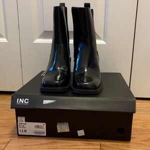 INC International Concepts Shiny Black Ankle Booties